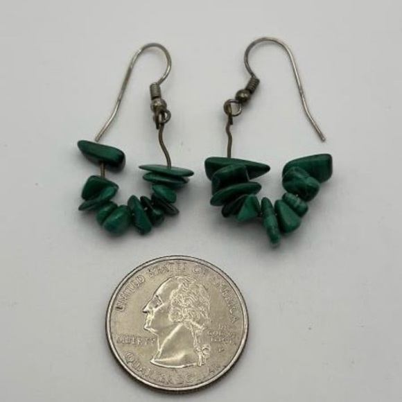 Malachite Nugget Strand Necklace (28”) & Earrings Set - Picture 4 of 5